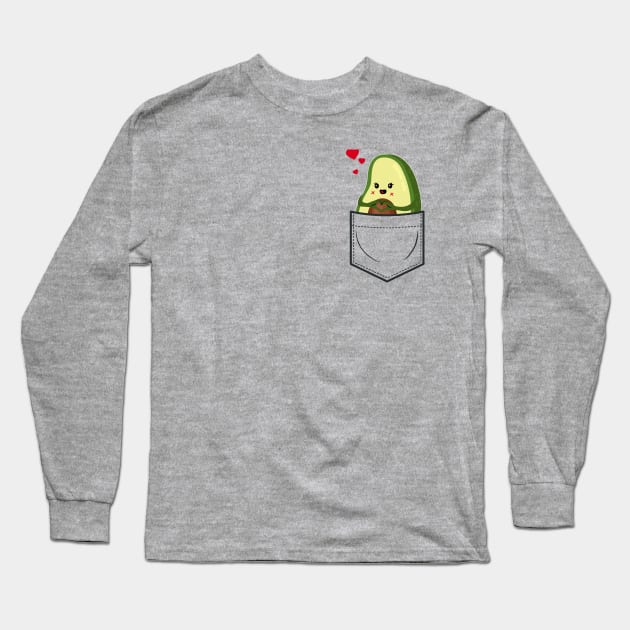 Avocado in Breastpocket Hearts - Cute & Funny Love T Shirt Long Sleeve T-Shirt by CheesyB